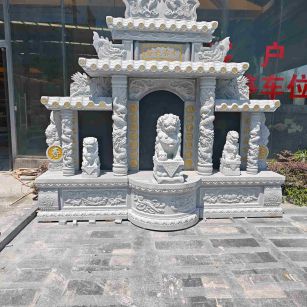 承德芝麻白中国黑石材套墓 花岗岩墓碑